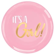 Amscan Oh Baby Girl Coupe Plastic Plates, 7-1/2", Pink, Pack Of 20 Plates