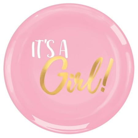 Amscan Oh Baby Girl Coupe Plastic Plates, 7-1/2", Pink, Pack Of 20 Plates