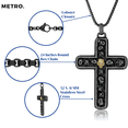 thumbnail image 6 of Black and Gold Ion Plated Stainless Steel Skull Cross Pendant - 24 Inch Round Box Chain, 6 of 6