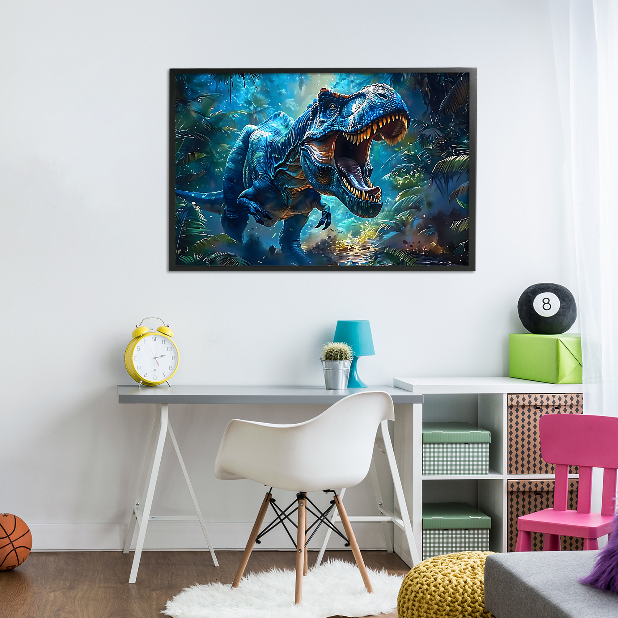 Stupell Industries Blue Toned Dinosaur Roar Black Framed Giclee Art, design by Creative Studio