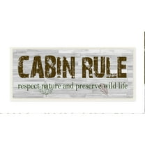 Stupell Industries Cabin Rule Country Home Wood Textured Word Design Wall Plaque Art by Sheldon Lewis