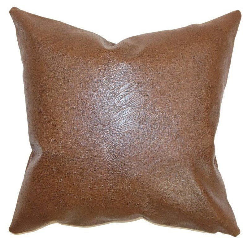 The Pillow Collection 18" Square Airlie Faux Leather Throw