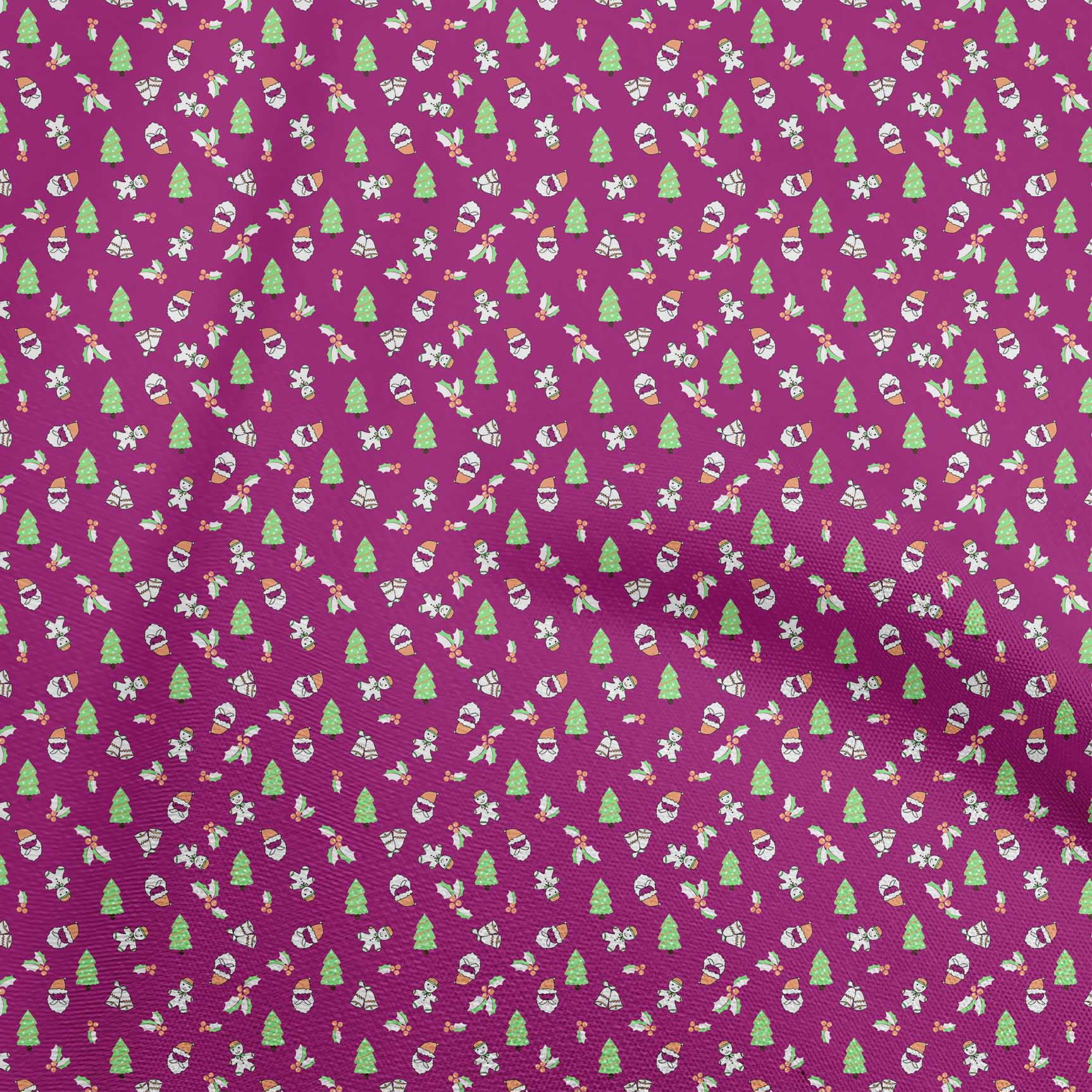 oneOone Cotton Cambric Dark Magenta Fabric Christmas Craft Projects Decor Fabric Printed By The Yard 56 Inch Wide