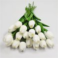 thumbnail image 3 of Tulip Artificial Flowers Fake Flowers for Decoration, Faux Flowers Tulips Arrangement Bouquet, for Thanksgiving Gift Vase Wedding, 20pcs White, 3 of 6