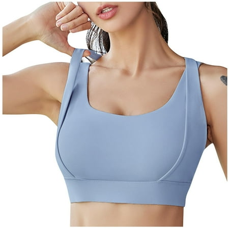 ATOYSOY Women s Everyday Bra Sports Bra Yoga Running Activewear Thin Lightly Slim Basic Tank Tops Push Up Bralette Underwear Teens Comfort Bra Clearance Breathable Blue M