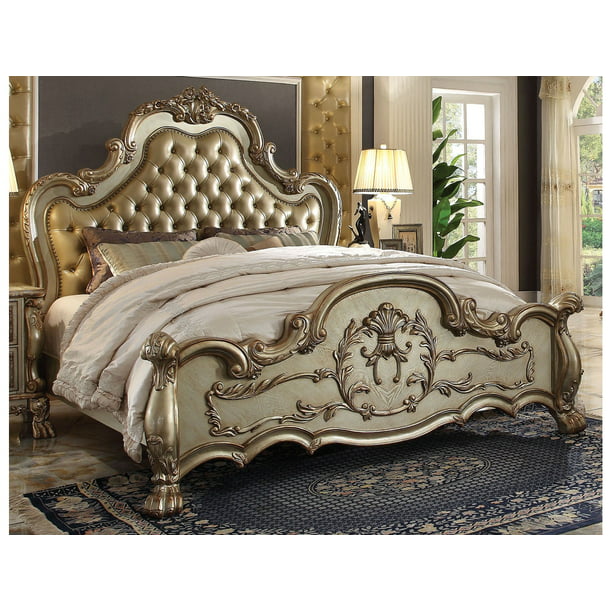 1pc Bedroom Furniture On Tufted, Gold King Size Bed Frame
