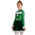 thumbnail image 3 of TTAO Kids Girls Christmas Performance Dance Clothes Shiny Sequined Feather Dress for Dancing Ice Figure Skating Green 6, 3 of 7