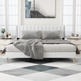 thumbnail image 2 of alazyhome King Size Upholstered Platform Bed Frame, Easy Assemble, White, 2 of 6