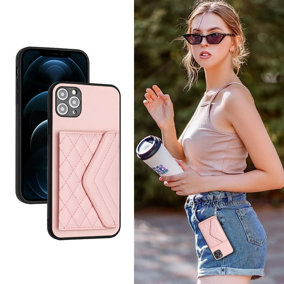 Allytech iPhone 12 Pro Max Wallet Case with Hand Wrist, PU Leather RFID Blocking Cards Slots Shockproof Stand Feature Bumper Magnetic Closure Slim Shell Phone Case for Apple iPhone 12 Pro Max, Pink