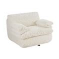 thumbnail image 4 of Lisonu Oversized Swivel Accent Chair, Comfy Ergonomic Lounge Chair with Memory Foam for Living Room & Bedroom, White Corduroy Cuddle Chair, 4 of 11