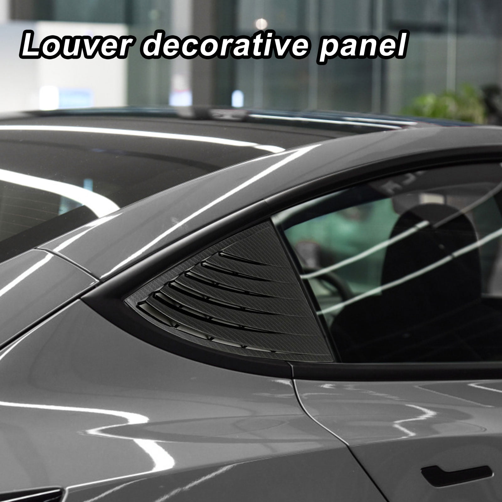 WOVELOT For Tesla Model 3 2018 2019 Car Abs Carbon Fiber Rear Tail Spoiler Side Wing Window Bezel Trim Stick Panel 2Pcs