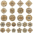 thumbnail image 1 of Broches en Alliage Exquis avec Strass Ensemble Doré 24 Pcs pour Bouquets et Robes de Mariage, 1 of 8