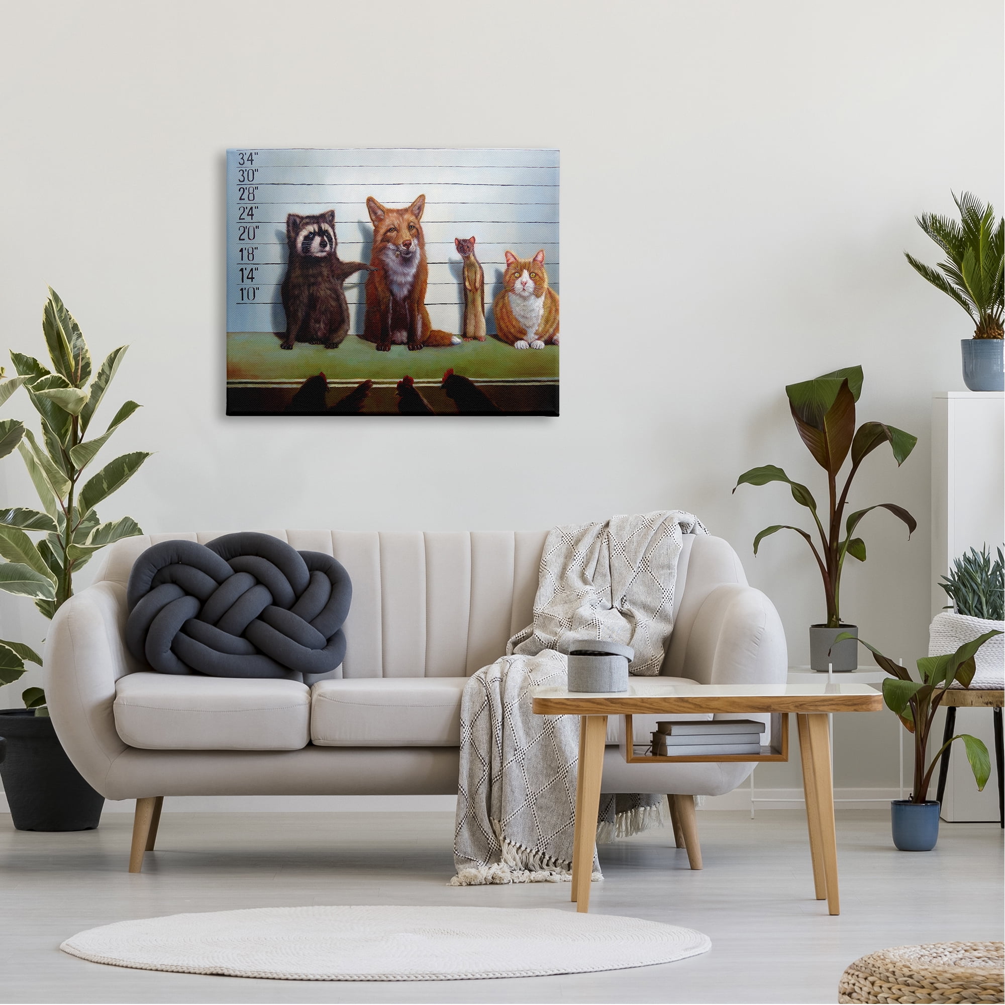 Stupell Industries Humorous Wildlife Farm Animals Interrogation Lineup Canvas Wall Art, 40 x 30, Design by Lucia Heffernan