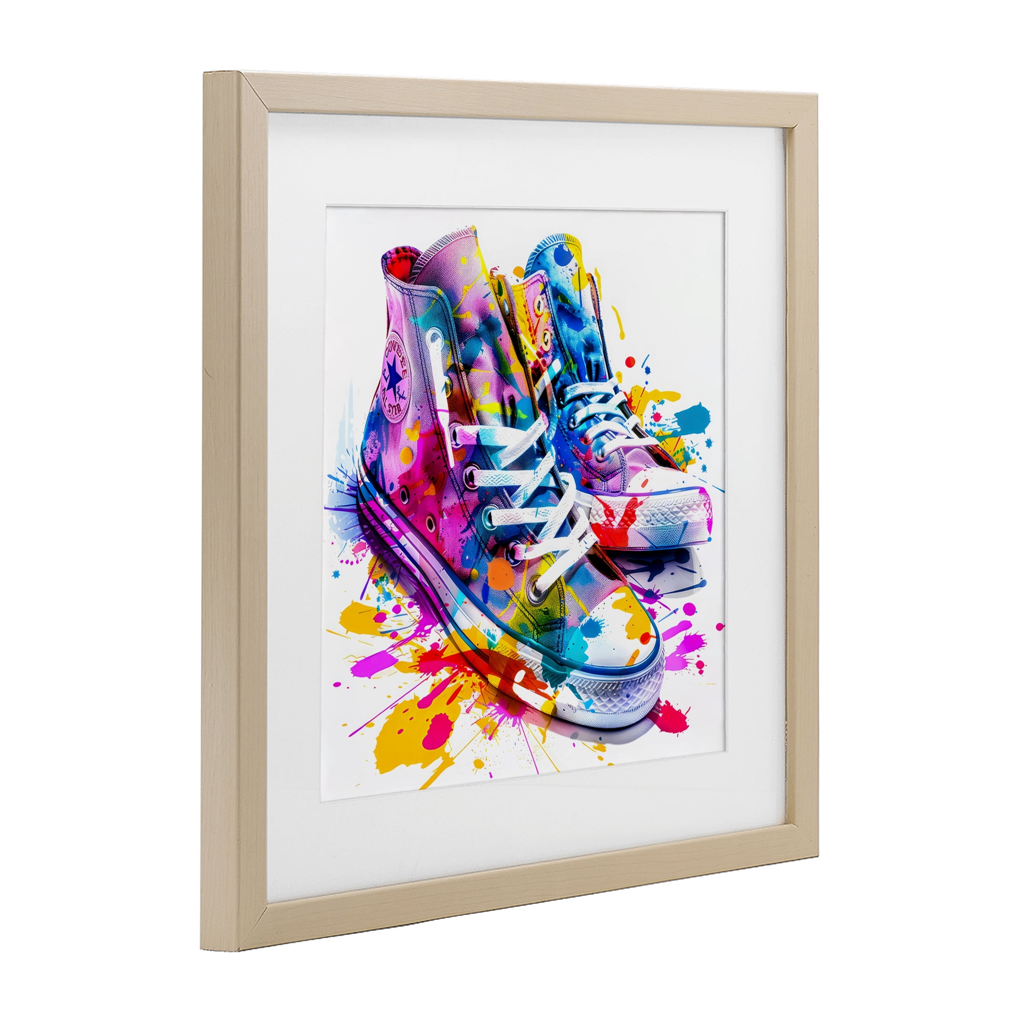 Stupell Industries High Top Sneakers Splash Birch Framed Print Under Glass, design by Creative Studio