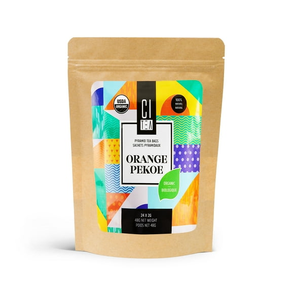 Pure Organic Orange Pekoe Black Ceylon Tea in Pyramid Tea Bags - 24 pyramid Tea Bags x 2g - Citea
