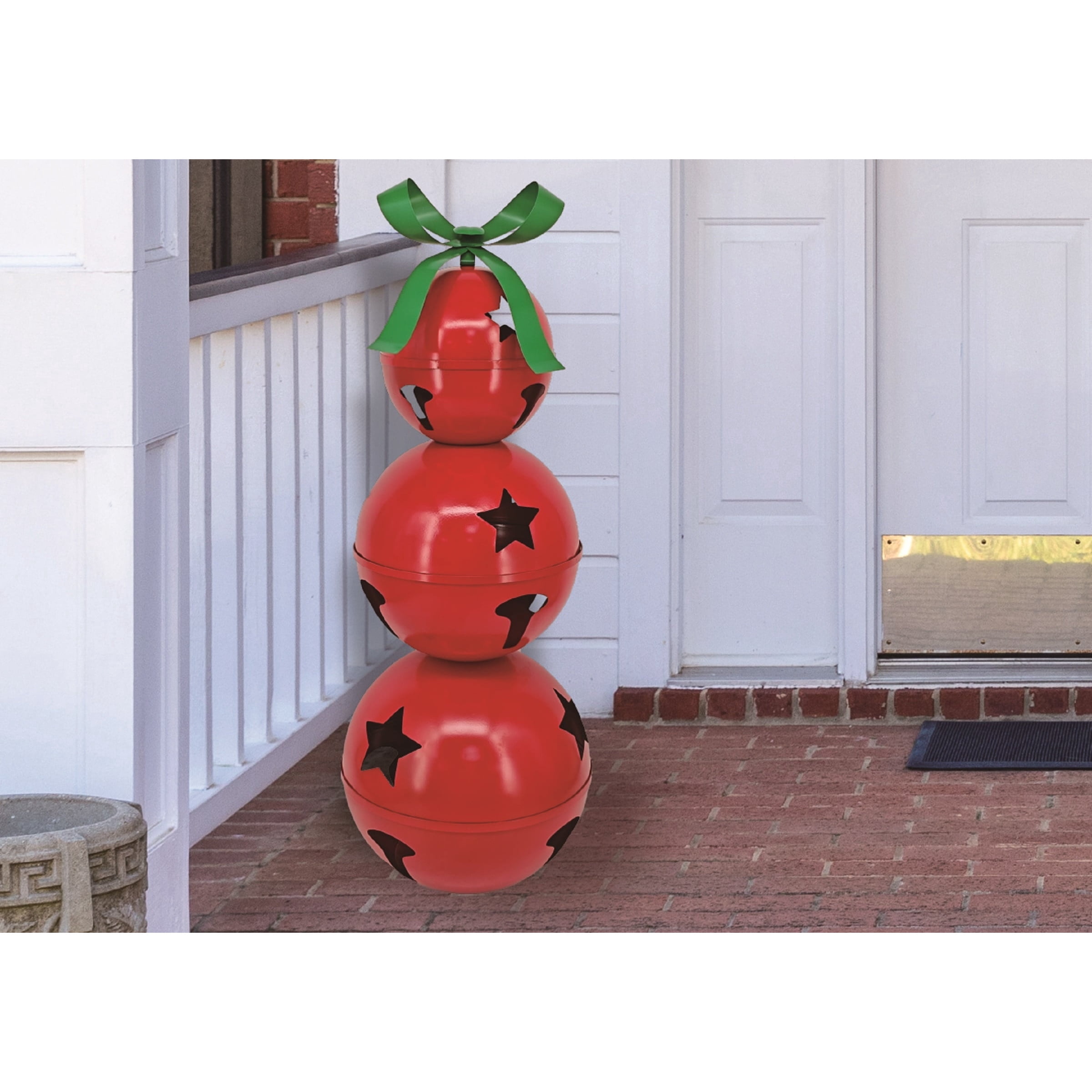 Stacked Metal Jingle Bells Christmas Decoration, Red and Green, 36", by Holiday Time