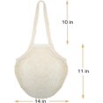 thumbnail image 5 of 3 Pieces Reusable Mesh Bag, Washable Premium Cotton Grocery Tote Bags, Fruit Vegetable Mesh Market Tote Organizer, Long Handle, Beige, 5 of 5