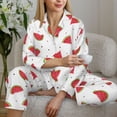 thumbnail image 6 of Lsque Hand Drawn Watermelon Pattern Long Sleeve Pajama Set for Women - Soft 2-Piece Sleepwear and Loungewear Set with Pockets, Comfy Nightwear-XX-Large, 6 of 7