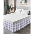 thumbnail image 4 of Purple Plaid Wrap Around Bed Skirts for King Bed 16" Drop,Bed Skirt with Adjustable Elastic Belt Dust Ruffle Bed Valance for Bedroom Hotel Spring Summer Farmhouse Buffalo Checkered Bed Frame Cover, 4 of 7