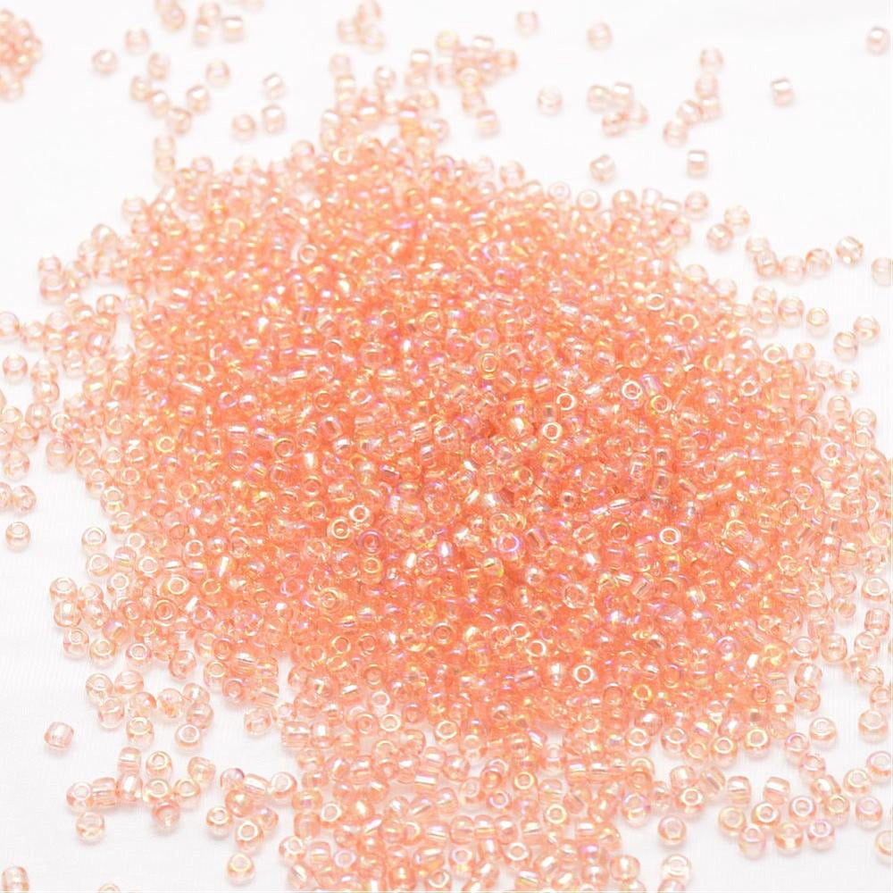 1pound 8/0 Round Glass Seed Beads Grade A Transparent Colours Rainbow Light Salmon 2.8~3.2mm Hole: 1.0mm about 15000pcs/pound