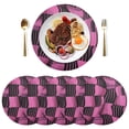 thumbnail image 5 of Ryvnso Pink Checkered Grid Art Pattern Round Plate Mats Dining Table Placemat Set of 4 for Holiday Decoration, 5 of 7