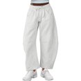 thumbnail image 3 of Women'S Leg Sweatpant Drawstring Elastic Waisted Wide Leg Pants Casual Palazzo Trousers with Pockets Light Grey XL, 3 of 9