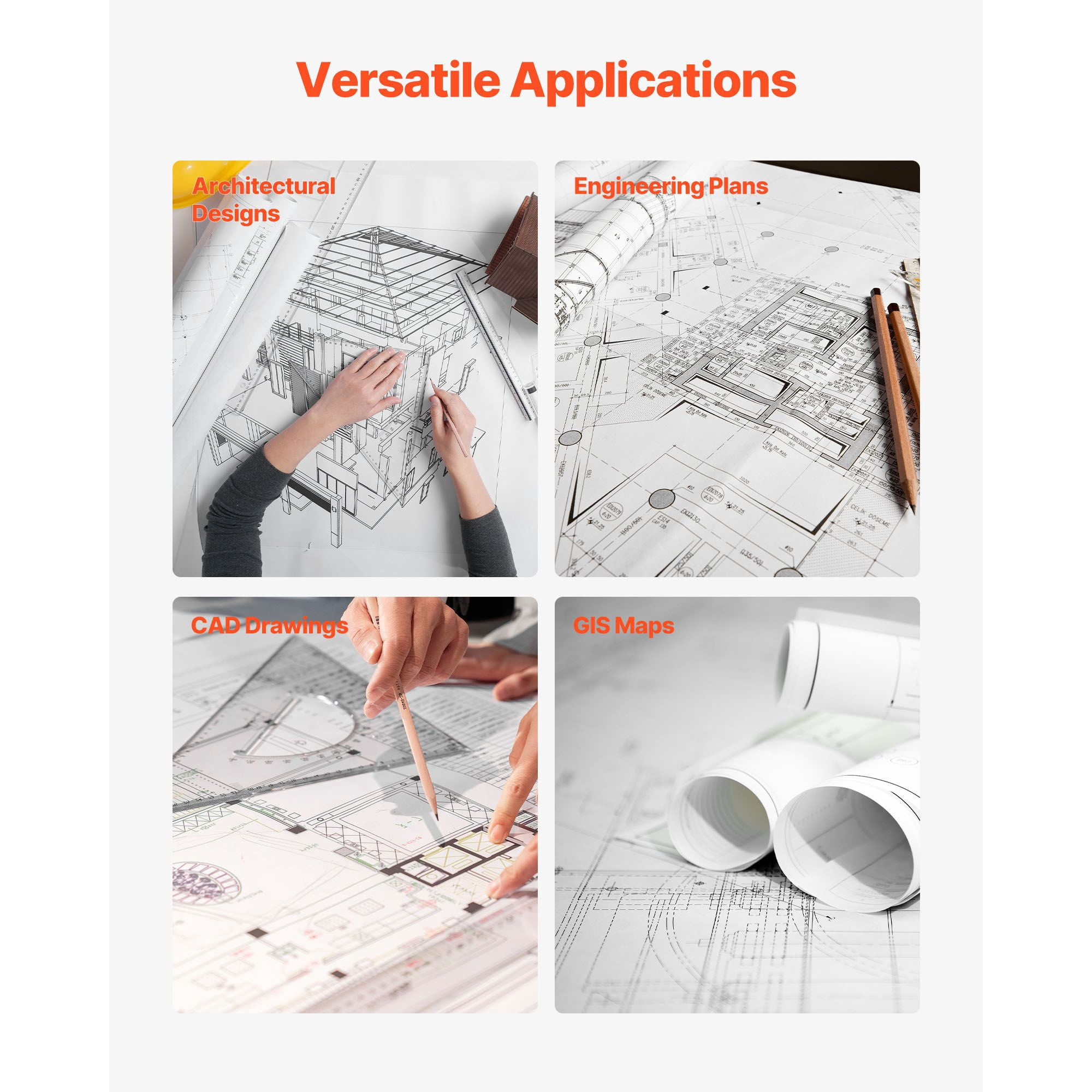 Dranite Wide Format Plotter Paper, 24 in x 150 ft, CAD Bond Roll (2-Pack), 20 lb Bond, 2 in Core – for CAD Drawings, Engineering Plans, GIS Maps, Architectural Designs