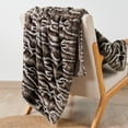 thumbnail image 6 of Home Soft Things Tip Printing Light Faux Fur Throw - Meru GEO Light Brown - 50" x 60", 6 of 11