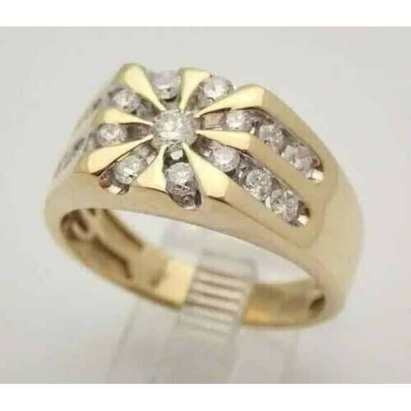 2Ct Round Simulated Diamond Men's Pinky Ring 14K Yellow Gold Plated