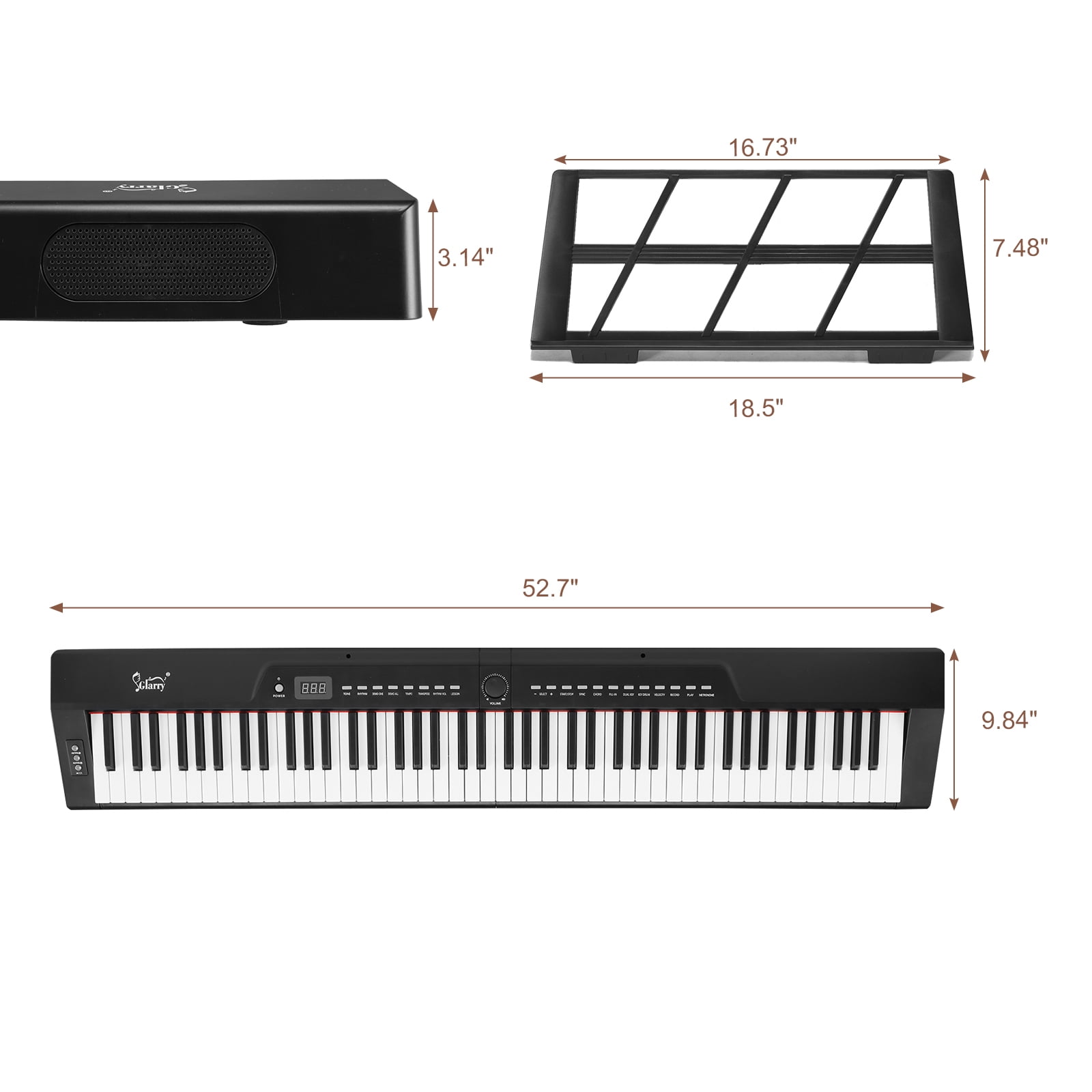 Hassch 88 Key Keyboard Piano with Stand and Bag, Semi-Weighted Standard Digital Piano with Headphones, Pedal and MIDI Bluetooth for Beginners, Black