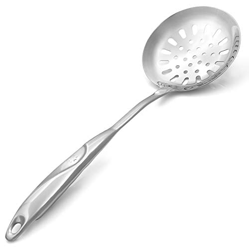 Kitchen Skimmer Spoon Stainless Steel Bowl Built In Hang Hole Strainer 14.5 In