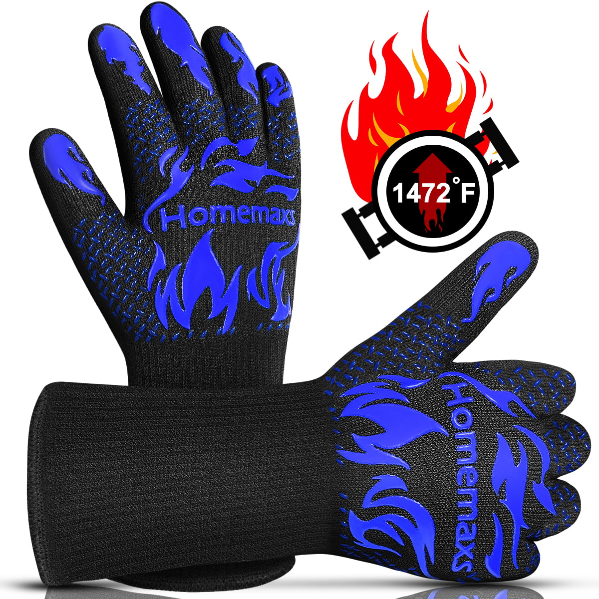 Baking Heat Resistant Gloves for BBQ 2-Gloves Included Grilling Oven Gloves Hungry Hands BBQ Gloves Cutting Resistant Up to 1472℉ 