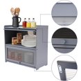 thumbnail image 5 of 2 Tiers Small Bamboo Kitchen Pantry Sideboard Cabinet with 2 Glass Doors Freestanding Kitchen Countertop Shelf Home Organizer Storage Cabinet for Cups Dish Spices Bowls Seasoning Bottles (Gray), 5 of 7