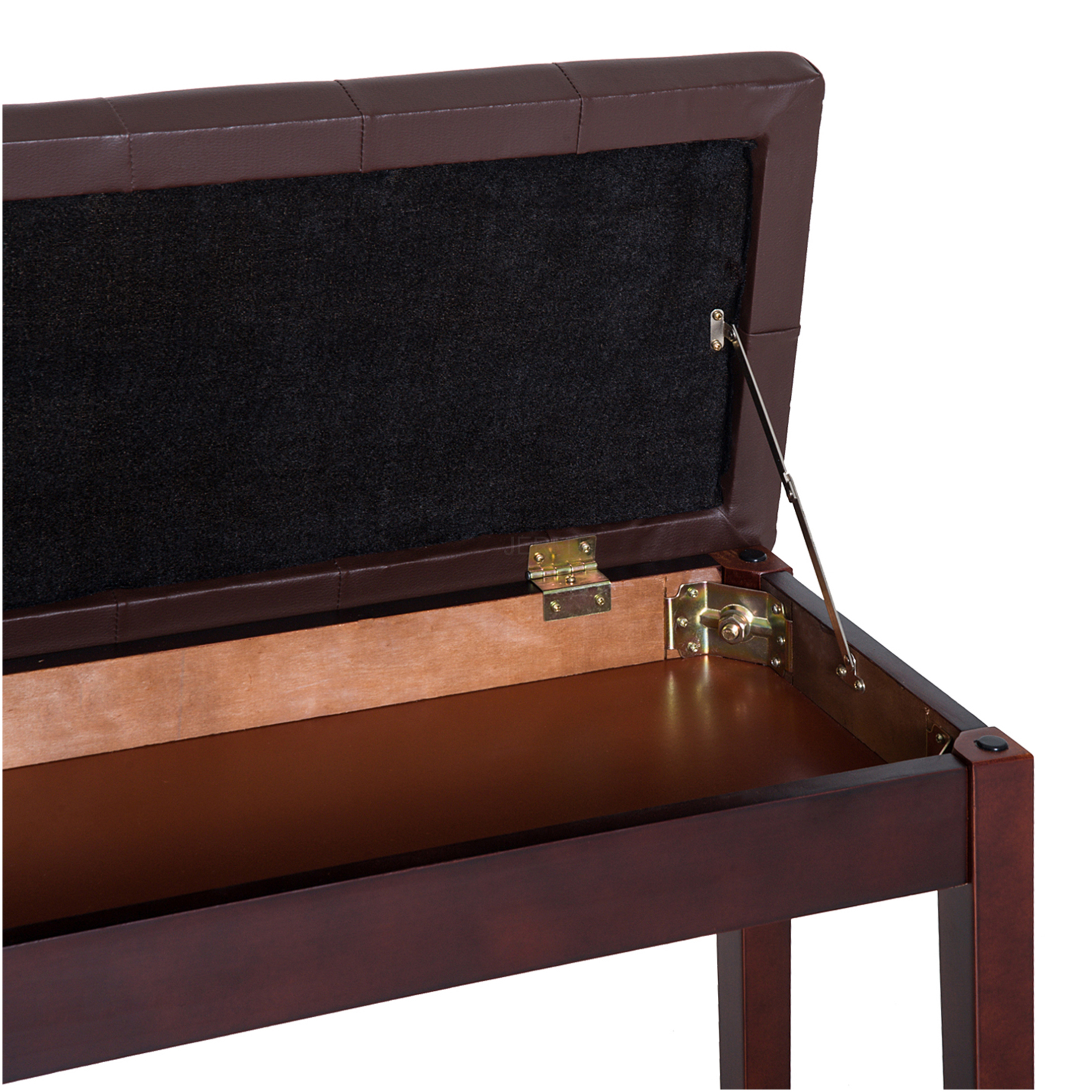 JERFIT Piano Bench for 2 Persons, Button Tufted Faux Leather Keyboard Seat with Rubber Wood Frame, Brown
