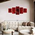 thumbnail image 2 of Elephant Stock Damp Red Rose Wall Art - Horizontal Multi Panel Canvas - Living Room Wall Decor - Floral And Botanical Multi Panel - Red And Black Decor - 74" x 34", 2 of 8