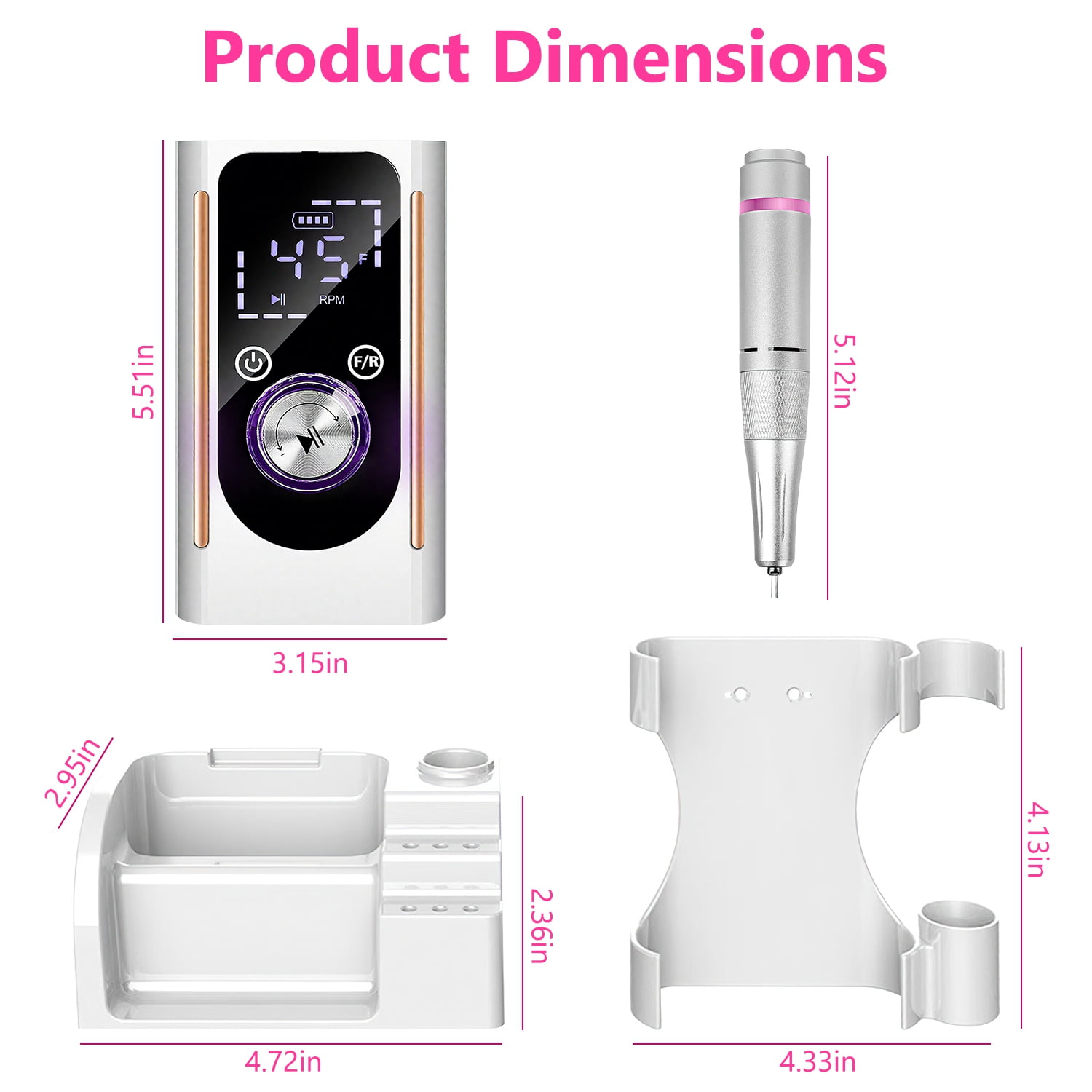 Imountek Portable Nail Drill Machine, 45000 RPM Professional Electric Nail File Kit with 11 Bits for Salon Home Manicure