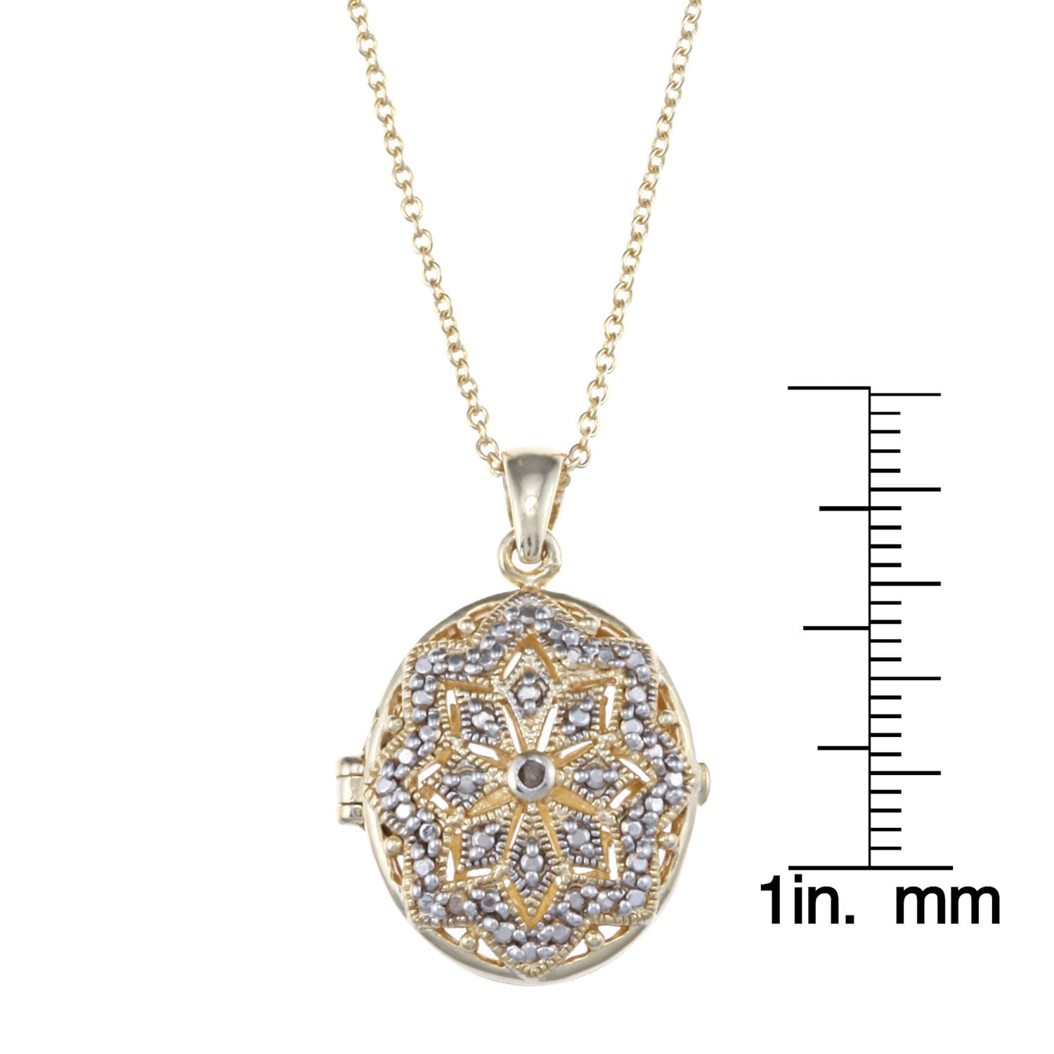 Sterling Silver Diamond Accent Flower Oval Locket