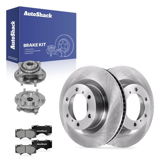 AutoShack Front Brake Rotors, Premium Pads & Hub Bearing Assemblies for Toyota, 4Runner 2010-2024, RWD L4 2.7L V6 4.0L - 13.3" (337.9 mm), 6-Lug
