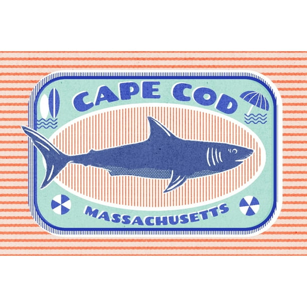 Cape Cod, Massachusetts, Dockside Series, Shark (24x36 Giclee Gallery Art Print, Vivid Textured