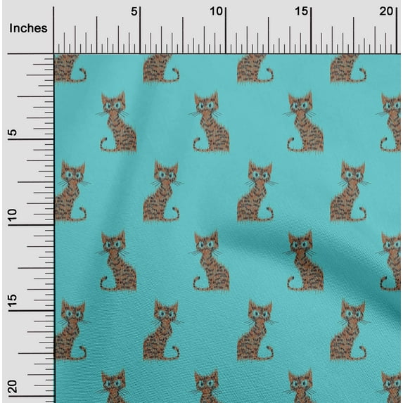oneOone Polyester Lycra Fabric Cat Ikat Fabric Prints By Yard 56 Inch Wide