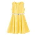 thumbnail image 3 of Sngxgn Girls Dresses Ruffled Long Sleeve Neck Casual A-Line Short Dress(Yellow,110), 3 of 8
