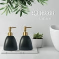thumbnail image 5 of ABCISI Soap Dispenser, Liquid Soap Dispenser with Gold Pump for Kitchen Bathroom, Refillable Countertop Lotion Ceramics White Hand Soap Dispenser for Shower 430ml(Pyramid Matt Black Bottle), 5 of 12