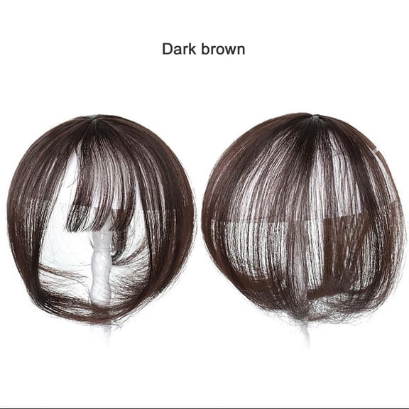 Women's 3D Air Bangs Wig Piece - Thin Invisible Natural Curly Fake Bangs, Dark Brown, High-Temperature Silk, Multi-Directional Styling, Easy Clip-On,Fashion, Daily Use Wedding, Halloween, Chri