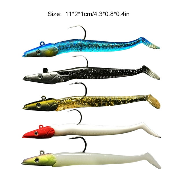 Maoww 3Pcs Lure Bait Fishing Soft Head Fish Bass Hook Artificial