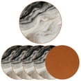 thumbnail image 2 of Marble Luxury Microfiber Leather Round Coasters Set of 6 - 11x11 cm Drink Coasters for Home and Office Use, 2 of 6