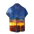 thumbnail image 4 of Men's Casual Striped Shirts Button Down Short Sleeve Blouse Summer Hawaiian Shirt, 4 of 4