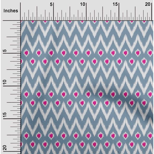 oneOone Tissu Polyester Lycra Chevron Imprimé Ikat Tissu au Mètre 56 Pouces de Large