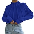 thumbnail image 2 of DAFPZW Women's Mock Neck Long Batwing Sleeve Sweaters 2025 Fall Winter Oversized Knit Cute Pullover Sweater Trendy Pleated Tops, 2 of 2