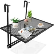 Tangkula Outdoor Folding Hanging Table, 5 Height Adjustable & Foldable Space Saving Railing Serving Table, Width from 1.5 inch to 4 inches, Suitable for Patio, Balcony and Deck