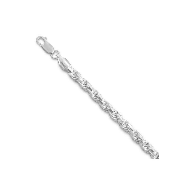Rope Chain Necklace 4.4mm Width Sparkle-cut Sterling Silver Rope Chain Necklace 4.4mm Width Sparkle-cut Sterling Silver